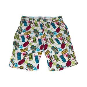 Flow Golf By Flow Society Mens Tiki Print Golf Shorts Size 40 Multicolor